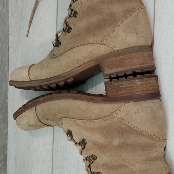 Ugg Australia Women Gradin  Ankle Suede Lace-up Sheepskin Boots shoes sz 6 - Picture 10 of 15